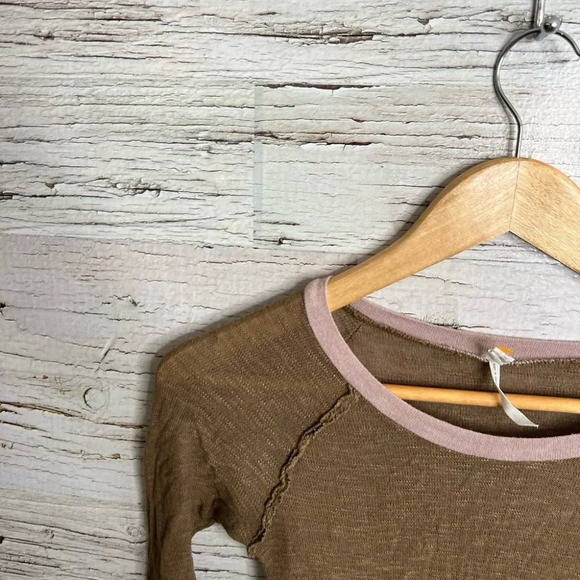 Intimately free people brown pink distressed too blouse size xs - Picture 9 of 11